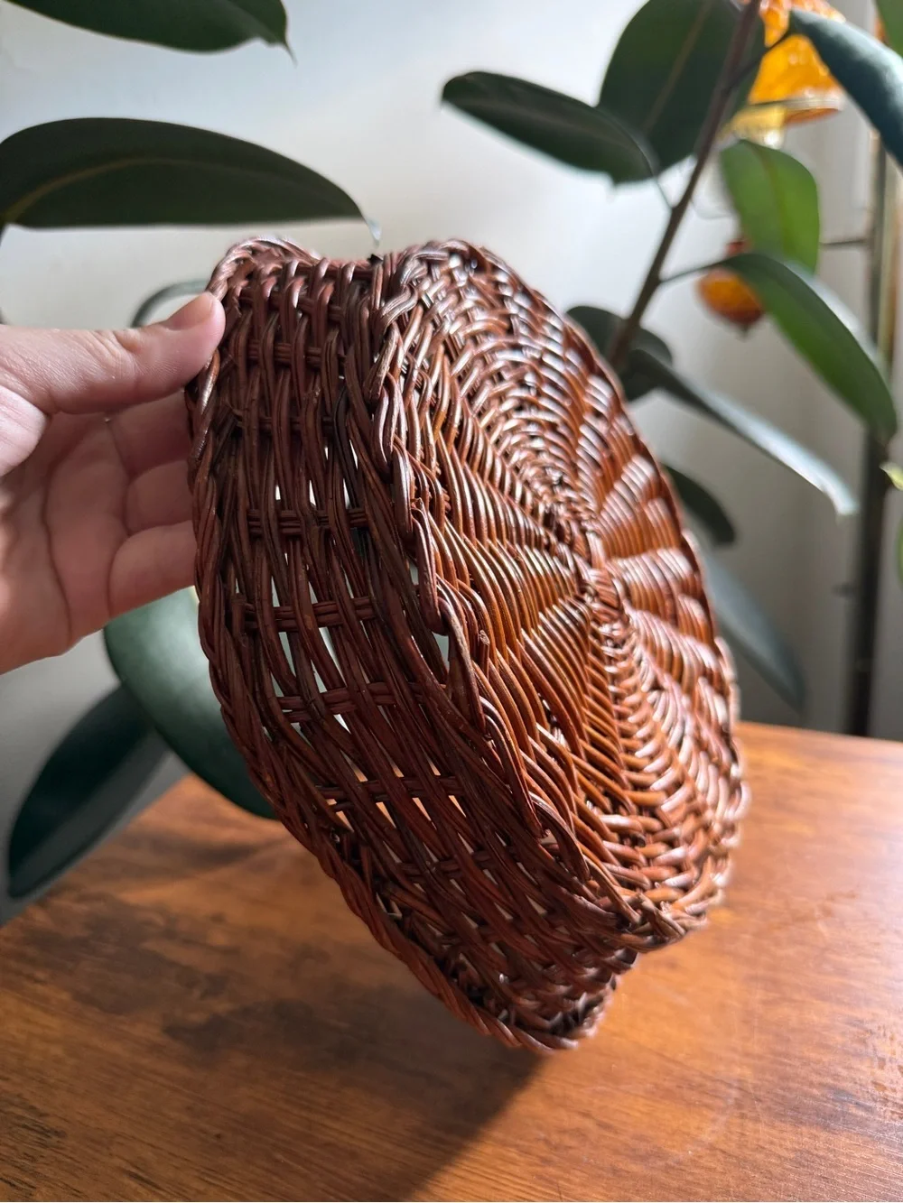 Woven Round hexagon Decorative Basket - Brown